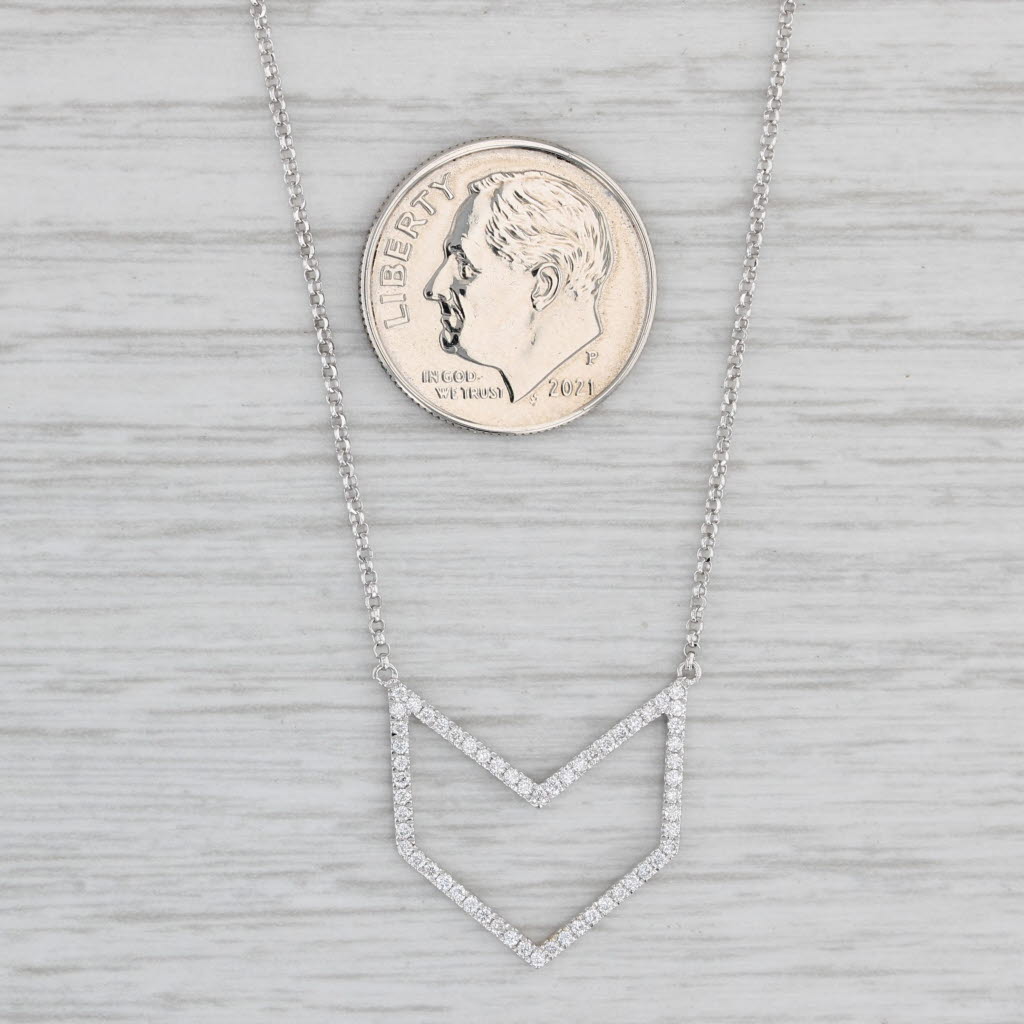 Light Gray New 0.25ctw Diamond Pendant Necklace 18k White Gold 16-18" Cable Chain