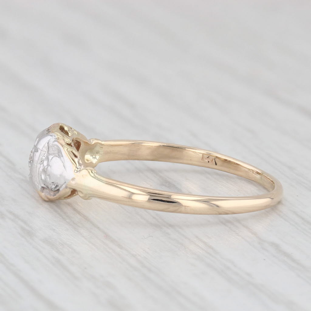 Light Gray Vintage Diamond Engagement Ring 2-Toned 14K Yellow White Gold Size 8.75
