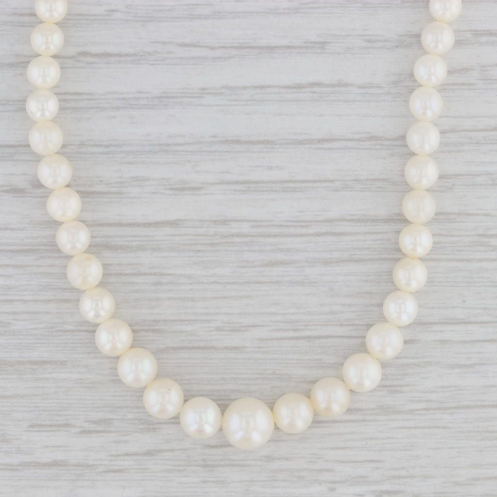 Gray Vintage Graduated Cultured Pearl Strand Necklace 14k Gold Clasp 17.5"