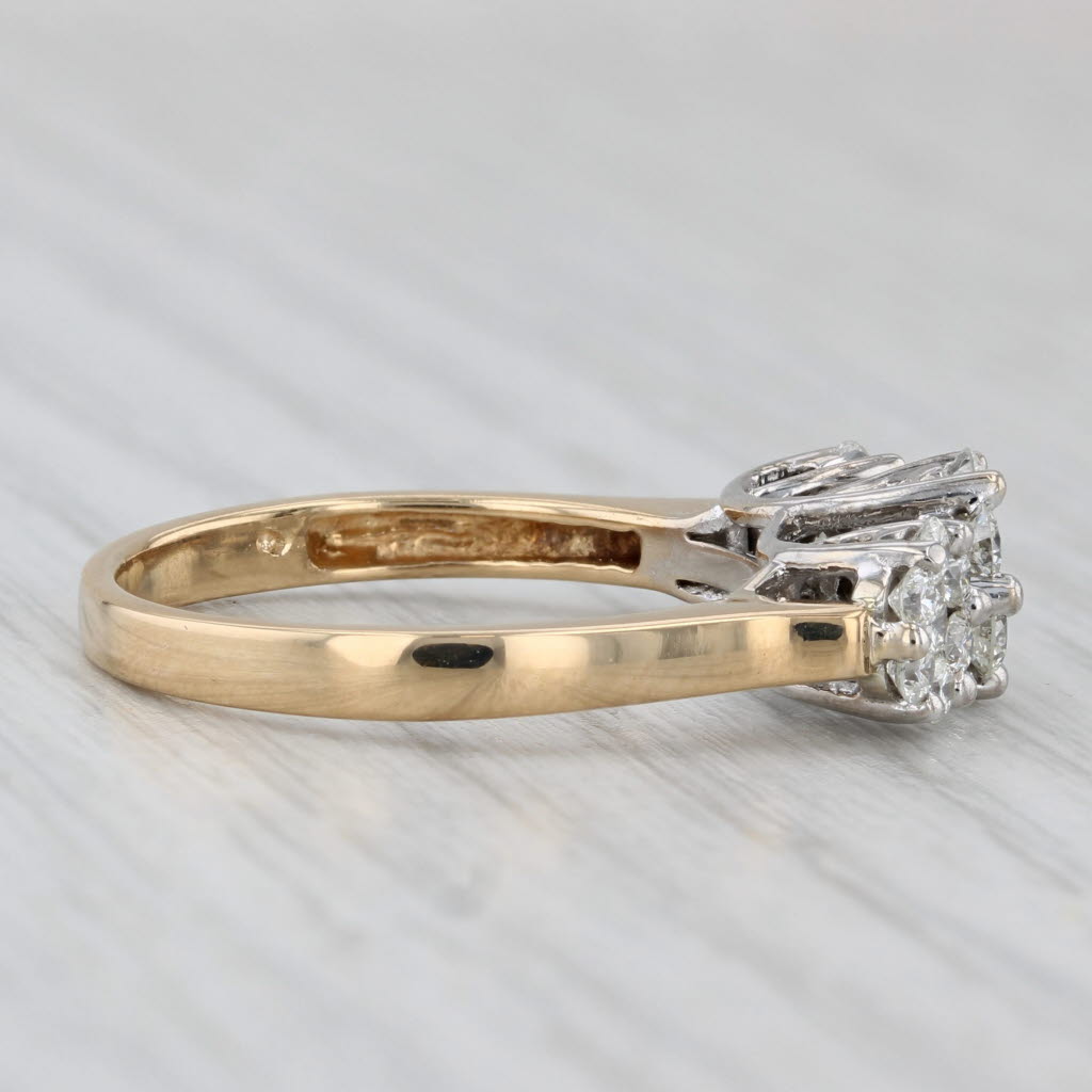 Gray 0.67ctw Diamond Clusters Ring 18k White Yellow Gold Size 7.25 Engagement