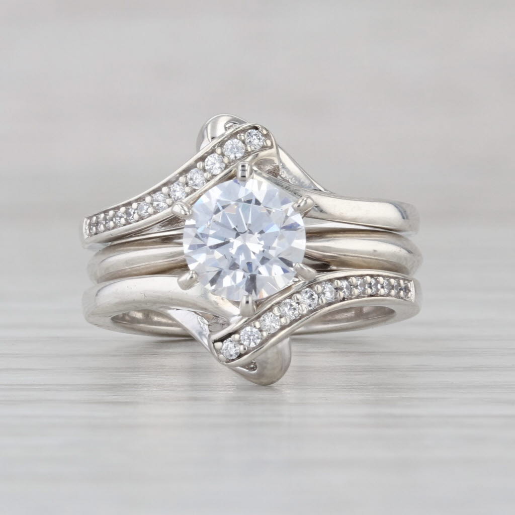 1.43ctw Cubic Zirconia Engagement Ring Wedding Guard Sterling Silver Size 6