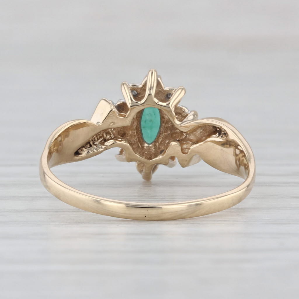 0.25ct Marquise Emerald Diamond Halo Ring 10k Yellow Gold Size 7