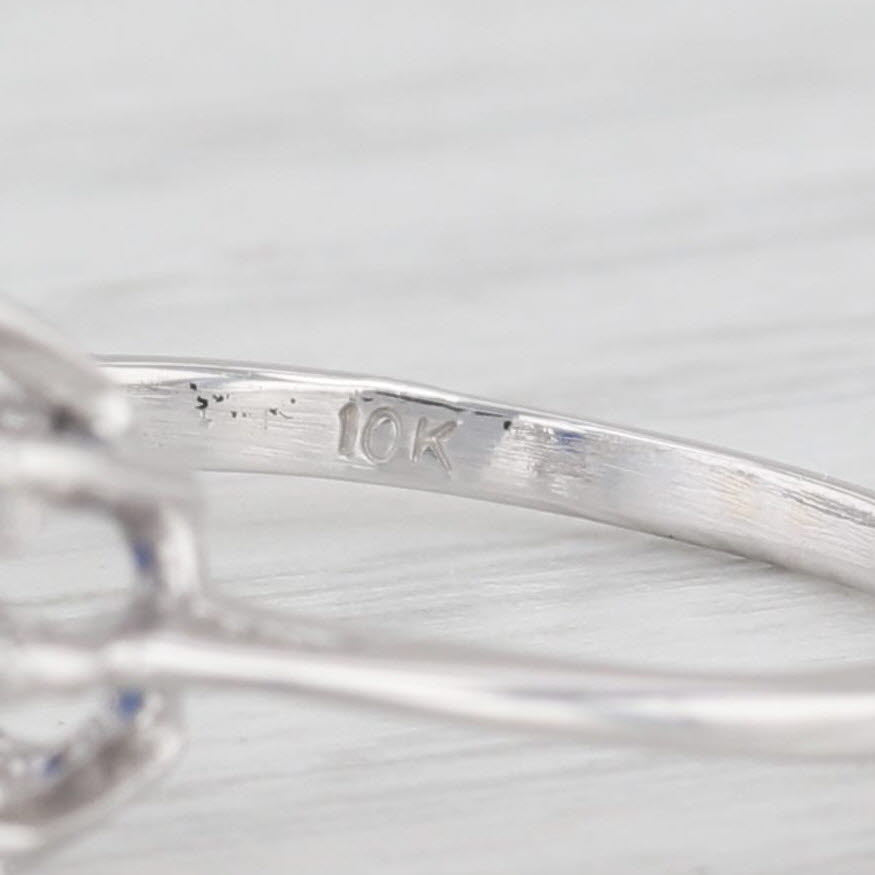 Light Gray 0.67ctw Oval Blue Sapphire Diamond Halo Ring 10k White Gold Size 4.5 Engagement