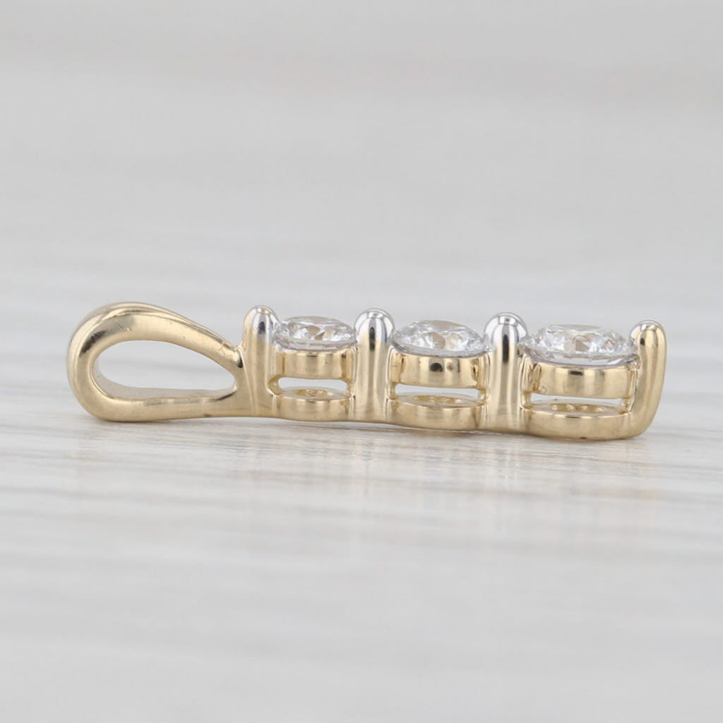 Light Gray 0.35ctw Lab Grown Diamond 3-Stone Journey Drop Pendant 10k Yellow Gold