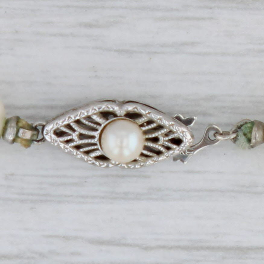 Gray Graduated Cultured Pearl Strand Necklace 14k White Gold Clasp 15.5"