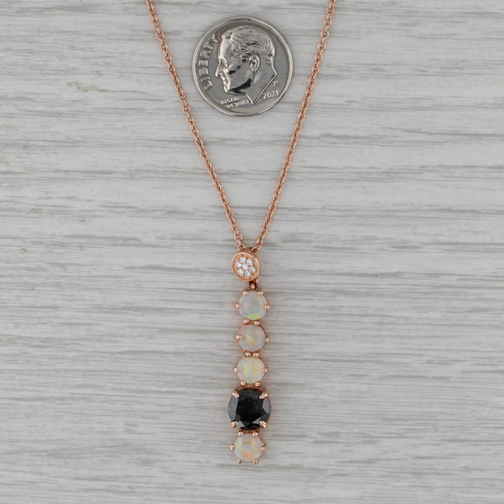New 2.56ctw Diamond Opal Pendant Necklace 14k Rose Gold 17.75" Cable Chain