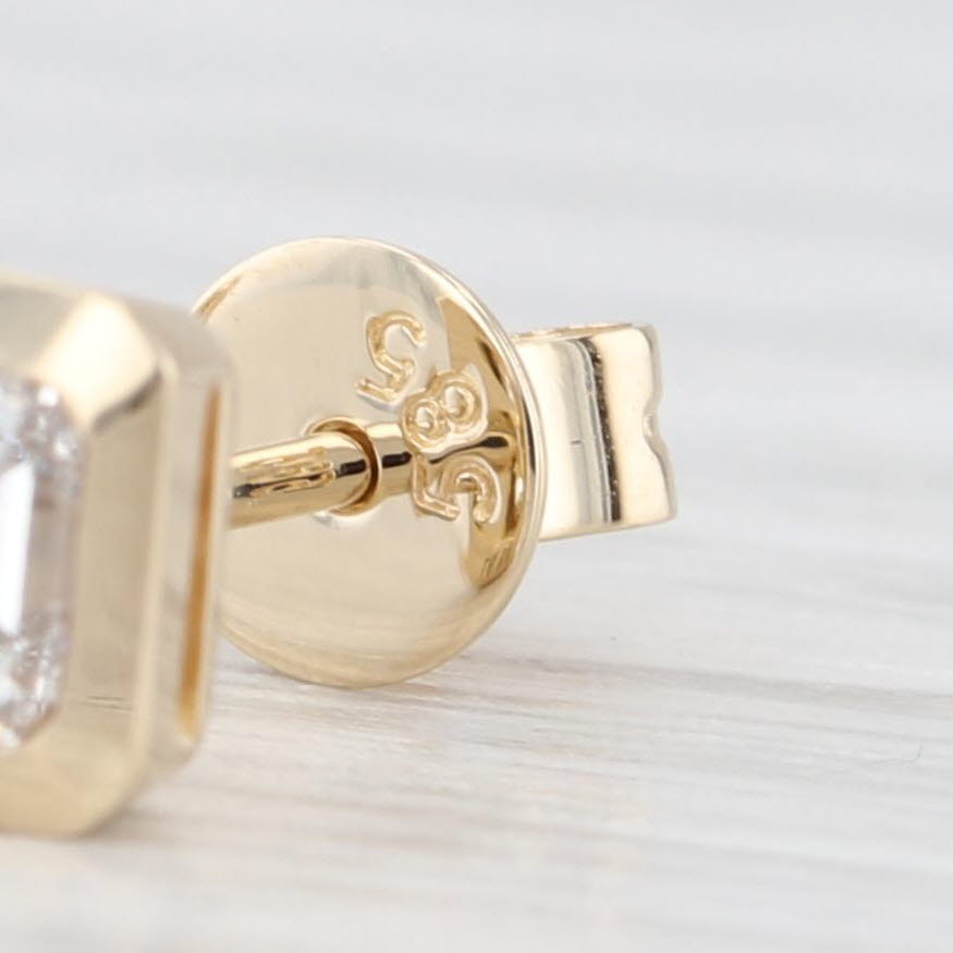 Light Gray New 0.30ctw Lab Grown Diamond Stud Earrings 14k Gold Emerald Cut Solitaires