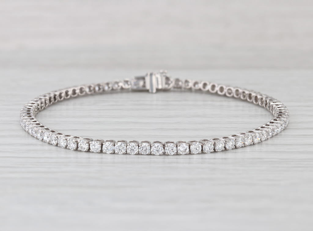 New 3.71ctw Lab Grown Diamond Tennis Bracelet 14k White Gold VS2 F-G 7"