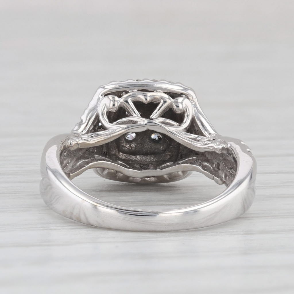 Light Gray 0.50ctw Diamond Cluster Halo Engagement Ring 14k White Gold Size 4