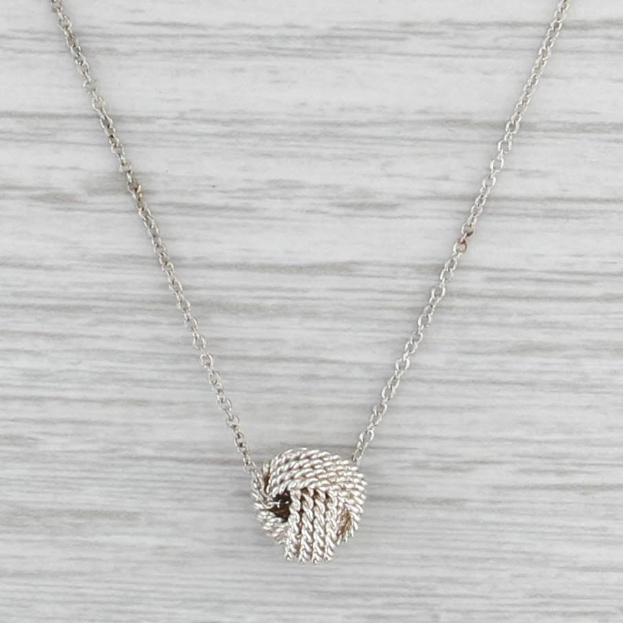 Tiffany Somerset Love Knot Pendant Necklace w/ Pouch Sterling Silver 16"
