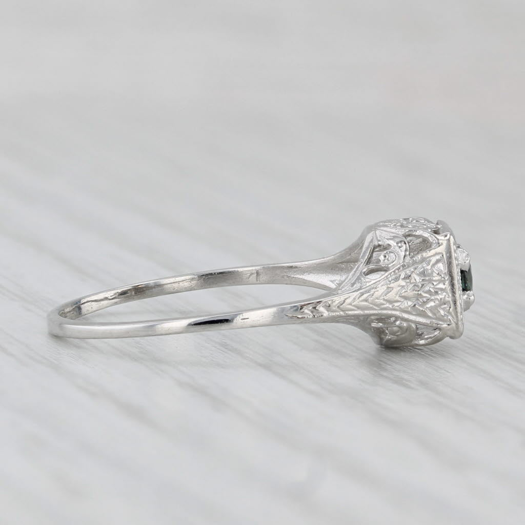 Light Gray Vintage Blue Alexandrite Ring 950 Platinum Oval 0.17ct Solitaire Size 6.25