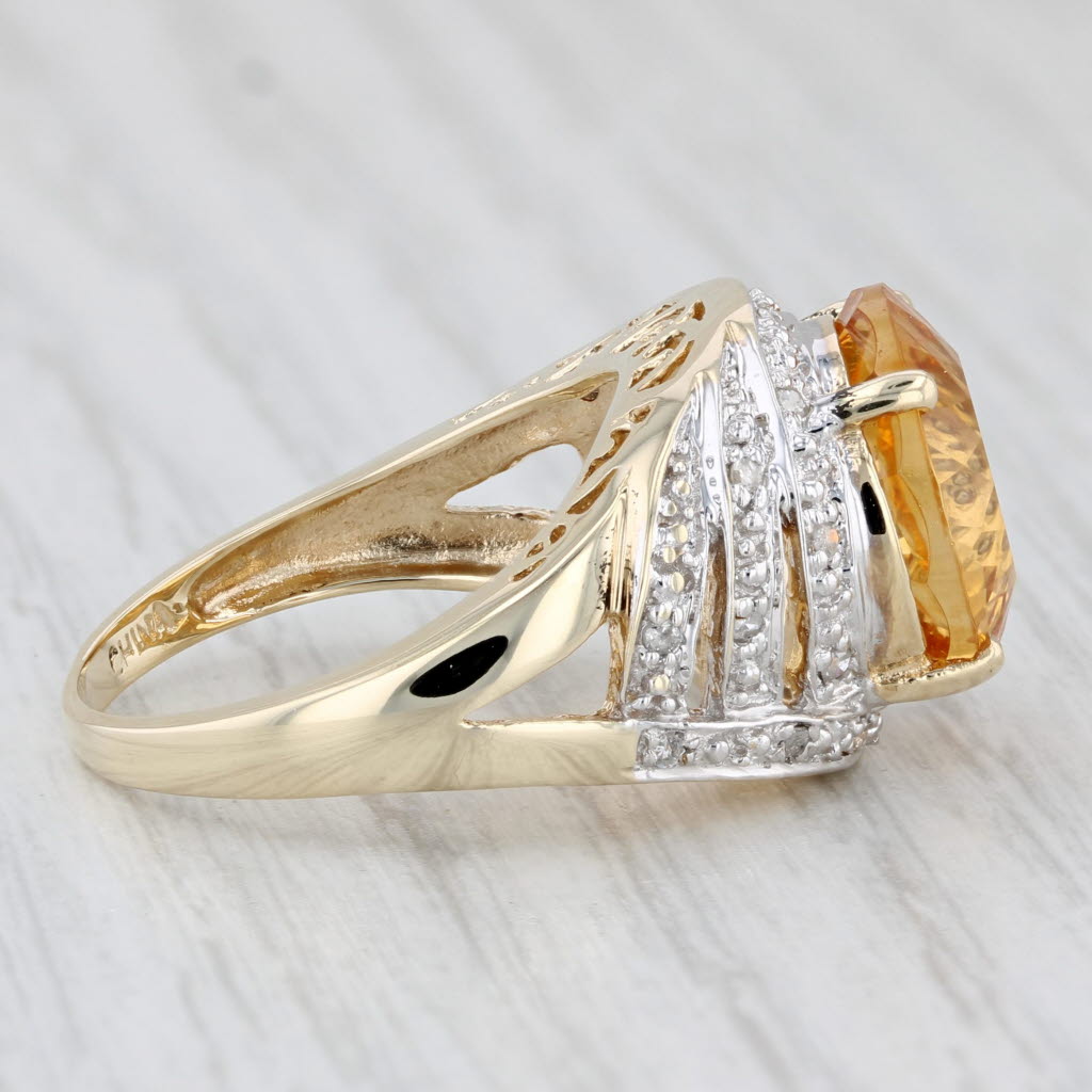 Light Gray 6.16ctw Orange Citrine Diamond Ring 10k Yellow Gold Size 7 Cocktail