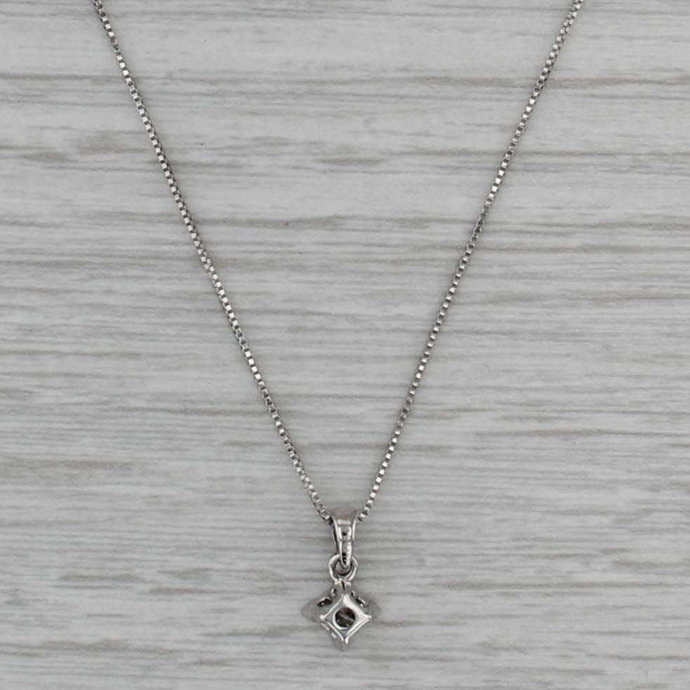 0.12ctw Princess Diamond Pendant Necklace 14k White Gold 19.25" Box Chain