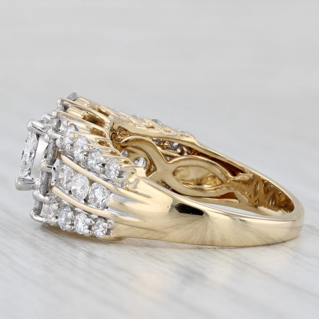 Light Gray 1.64ctw Diamond Halo Engagement Ring 14k Yellow Gold Size 7