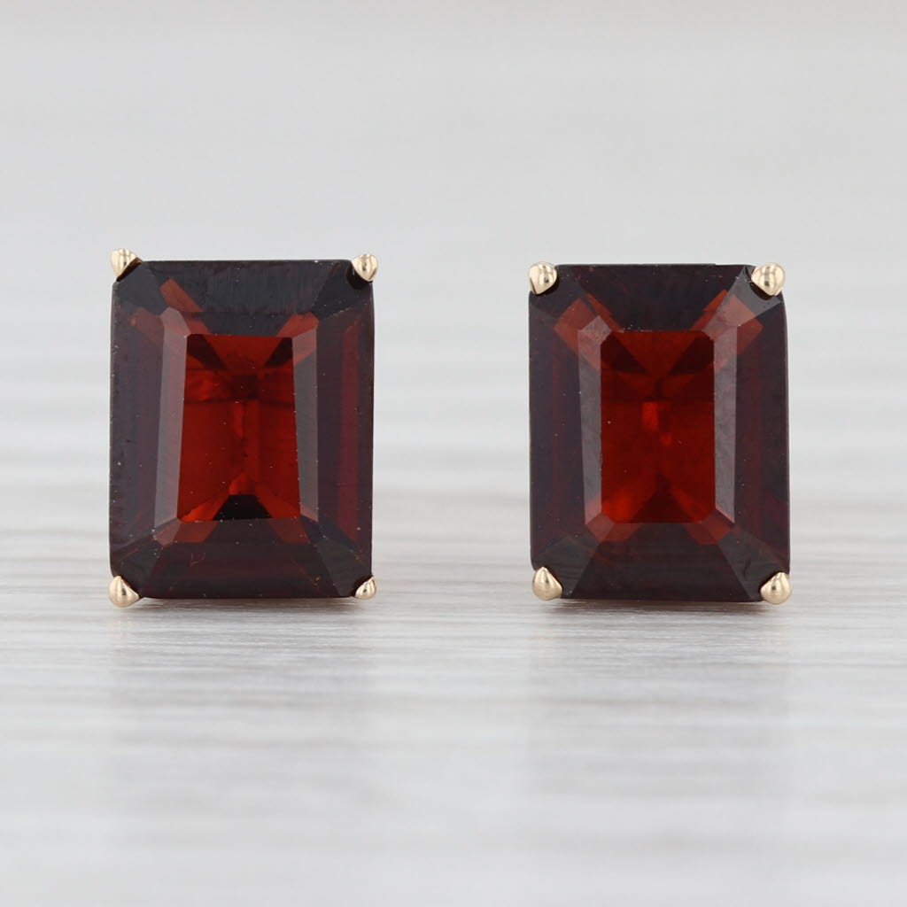 4.90ctw Emerald Cut Garnet Stud Earrings 14k Yellow Gold Solitaire Studs