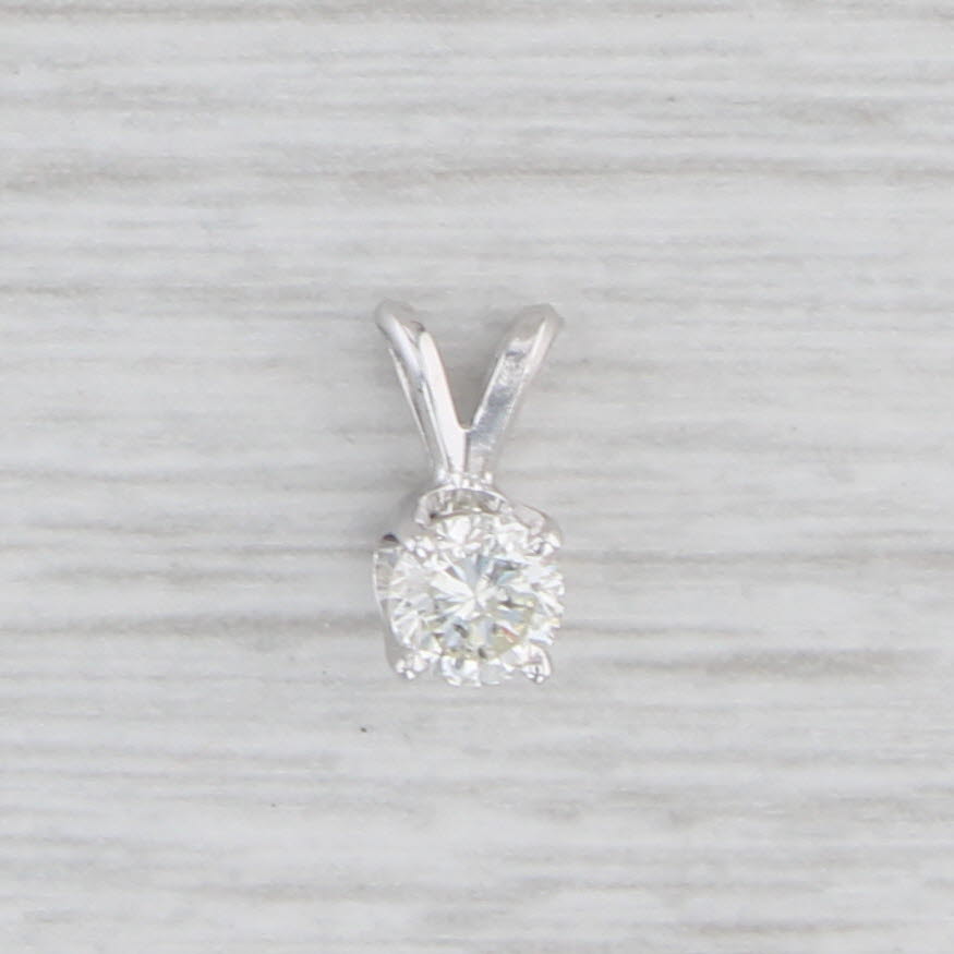 Light Gray 0.29ct Diamond Solitaire Pendant 14k White Gold Small Drop
