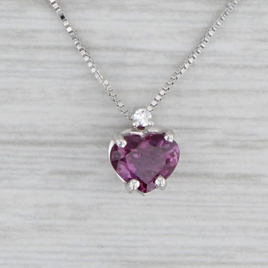 Gray New 0.80ct Pink Sapphire Heart Pendant Necklace 14k White Gold Box Chain