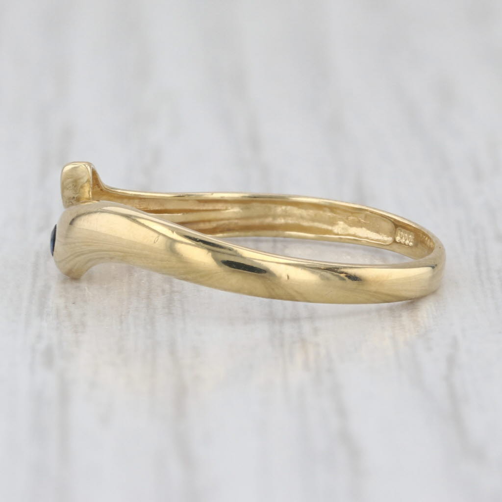 Sapphire Diamond Snake Bypass Ring 18k Yellow Gold Size 8.25 Stackable Band