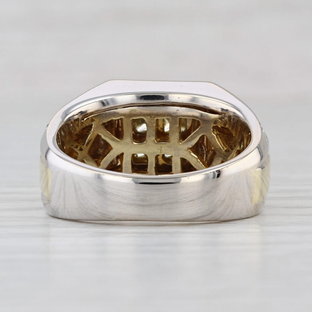 1.24ctw Yellow White Diamond Halo Ring 18k Yellow White Gold Size 8.5