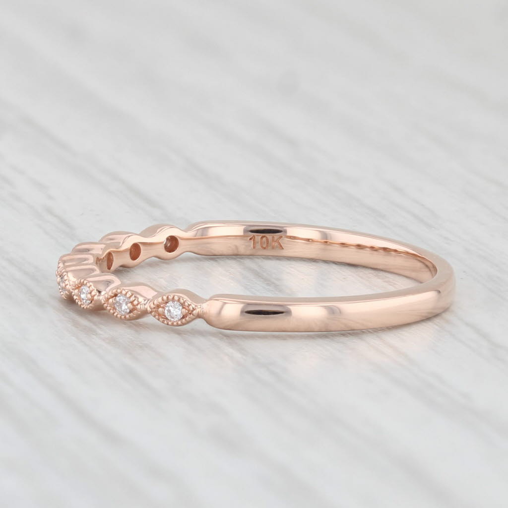 Light Gray Diamond Stackable Ring 10k Rose Gold Wedding Band Size 7
