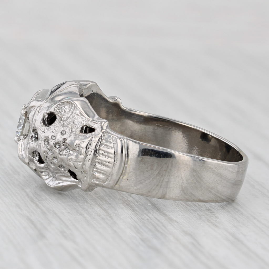Light Gray 0.38ct Diamond Masonic Scottish Rite Ring 10k Gold Eagle Signet Yod 32nd Degree
