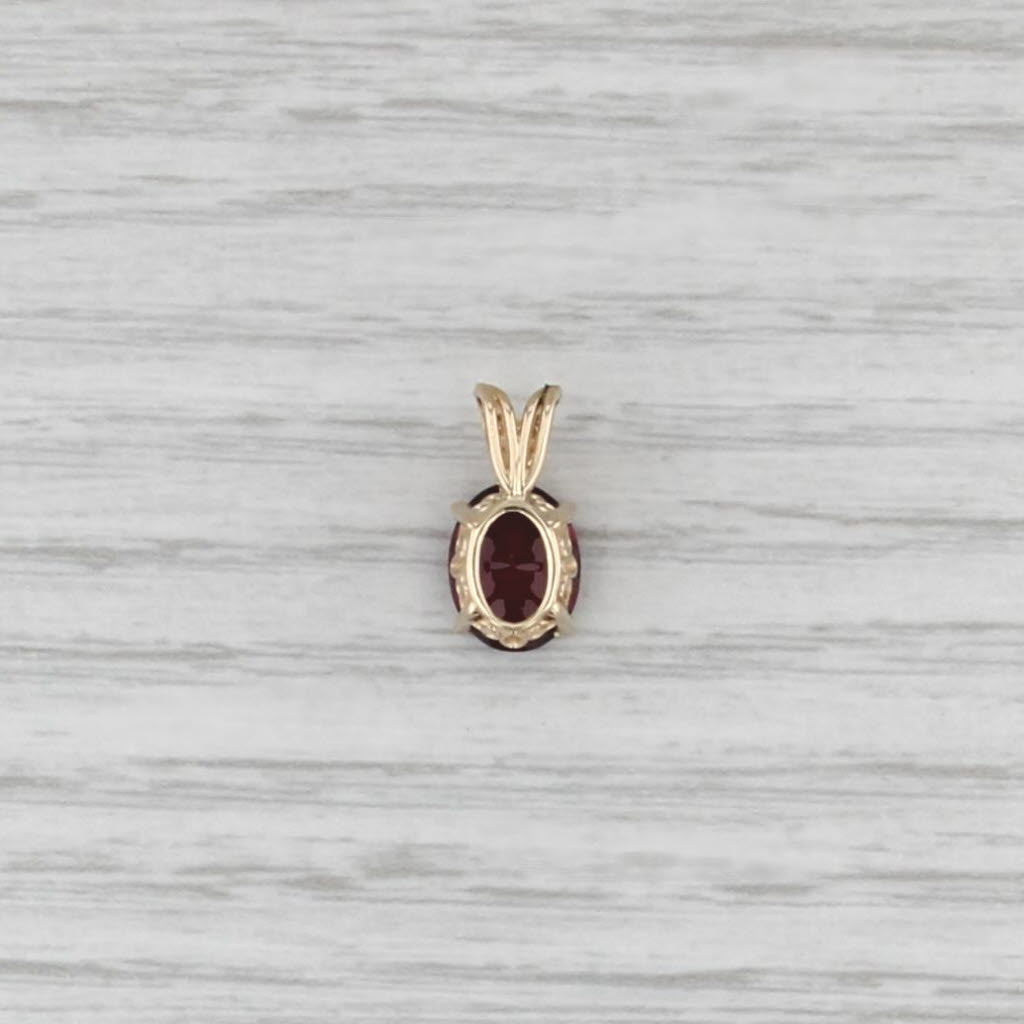 2.30ct Rhodolite Garnet Pendant 14k Yellow Gold Small Oval Solitaire Drop
