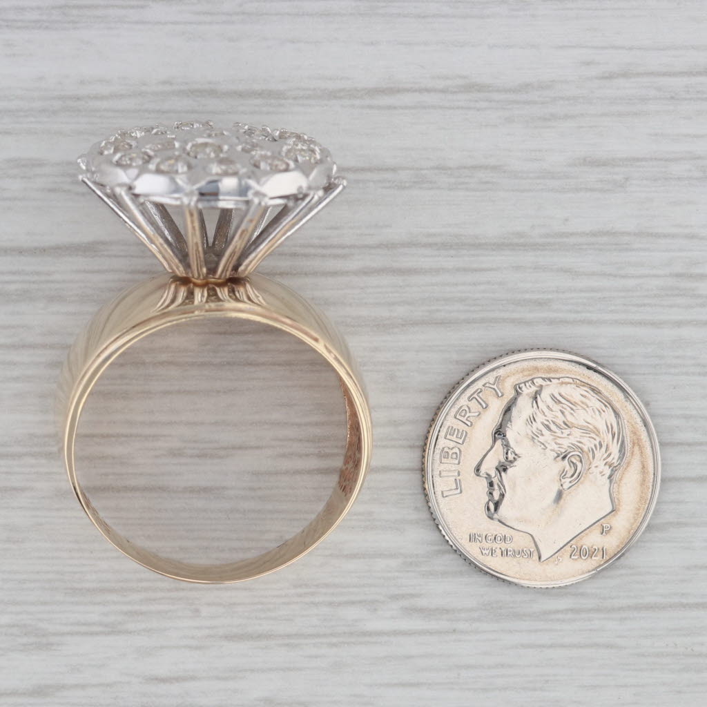 Gray Vintage 0.86ctw Diamond Cluster Cocktail Ring 10k Gold Size 10.75