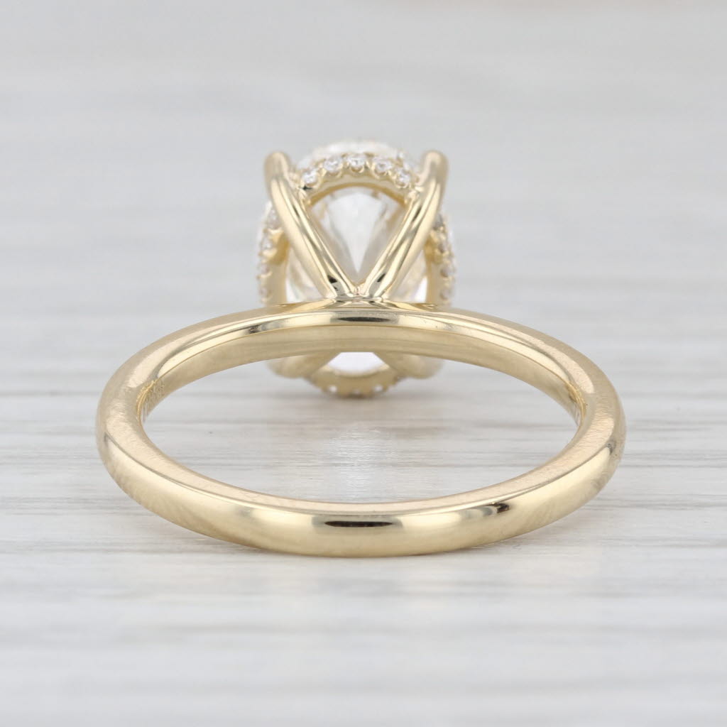 New IGI 3.09ctw Oval Halo Lab Grown Diamond Engagement Ring 14k Yellow Gold