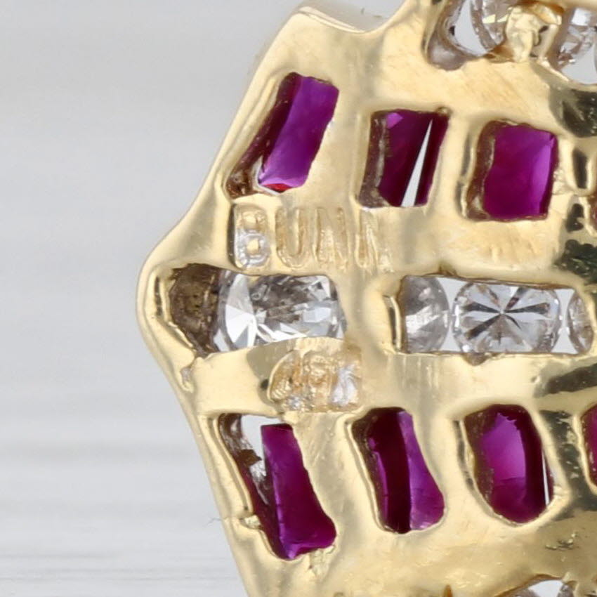 2.70ctw Ruby Diamond Slide Pendant 18k Yellow Gold Tapering Drop