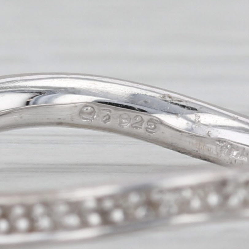 New Contoured 0.16ctw Diamond Ring Sterling Silver Eternity Stackable Size 6.25