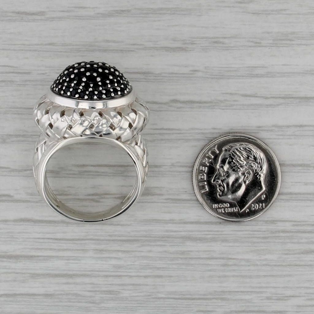 Slane & Slane 2.17ctw Pave Blue Sapphire Basketweave Ring Sterling Silver Size 8