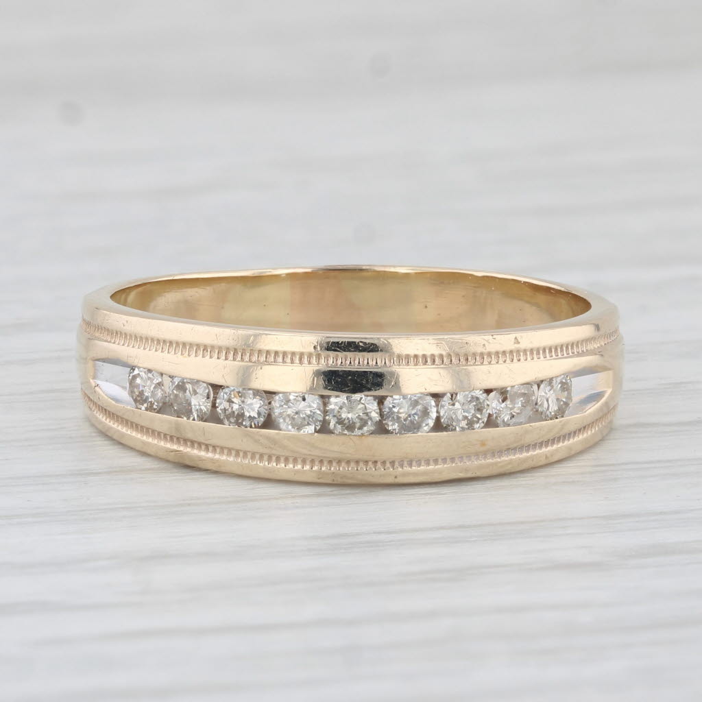 Light Gray 0.48ctw Diamond Men's Wedding Band 10k Yellow Gold Size 12.5 Ring