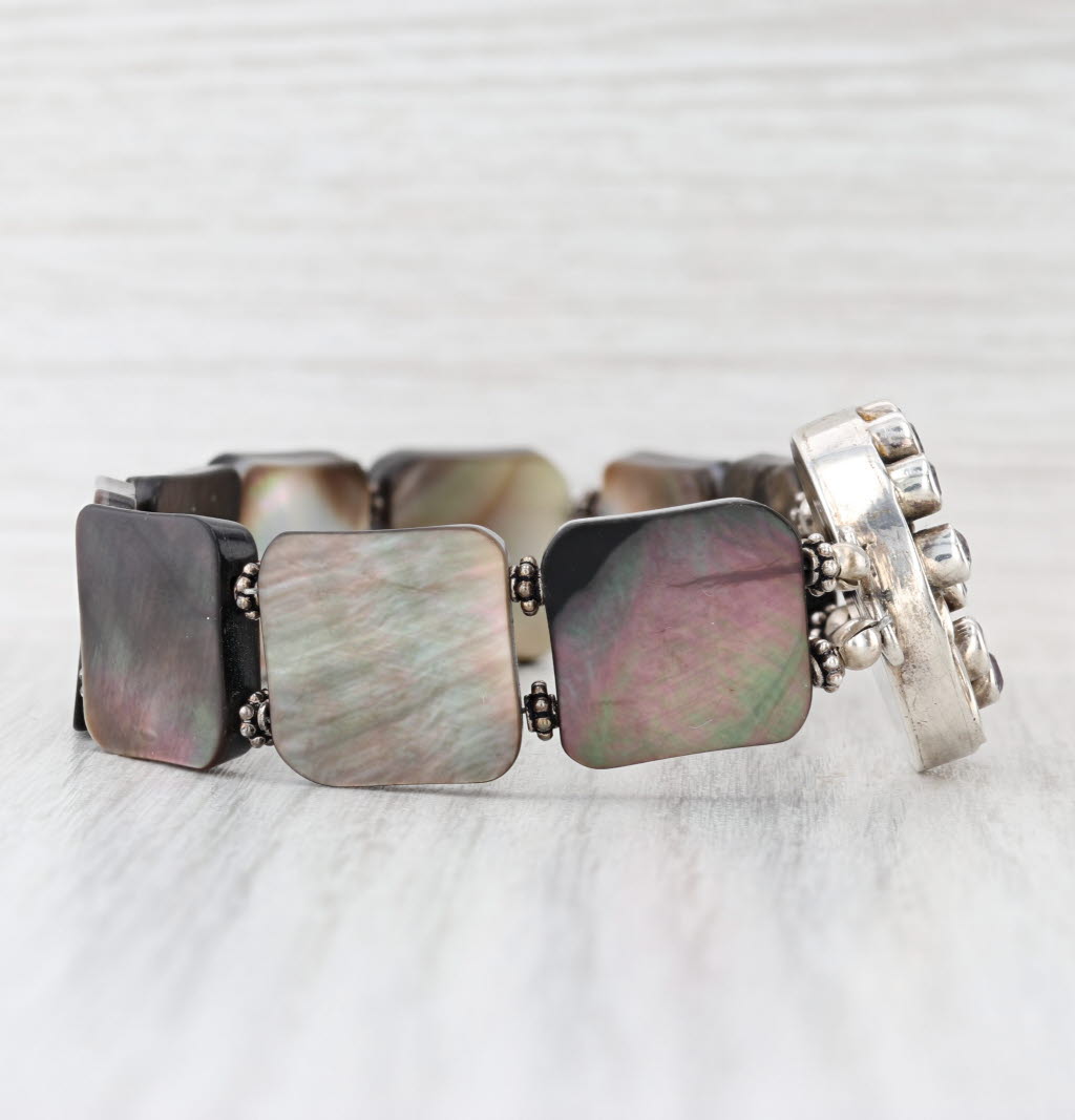 Mother of Pearl 0.65ctw Amethyst Sterling Silver 7" Statement