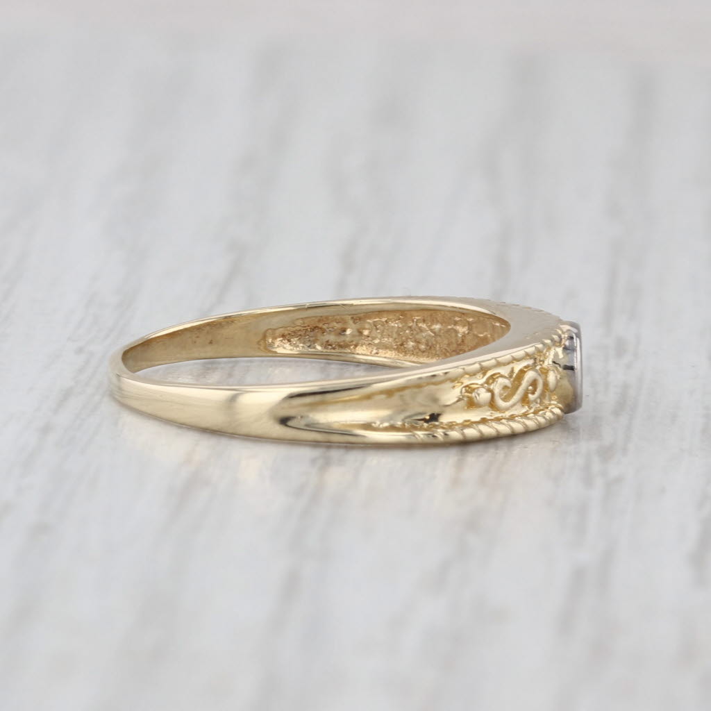 Diamond Solitaire Ring 14k Yellow Gold Size 7.5 Stackable Band