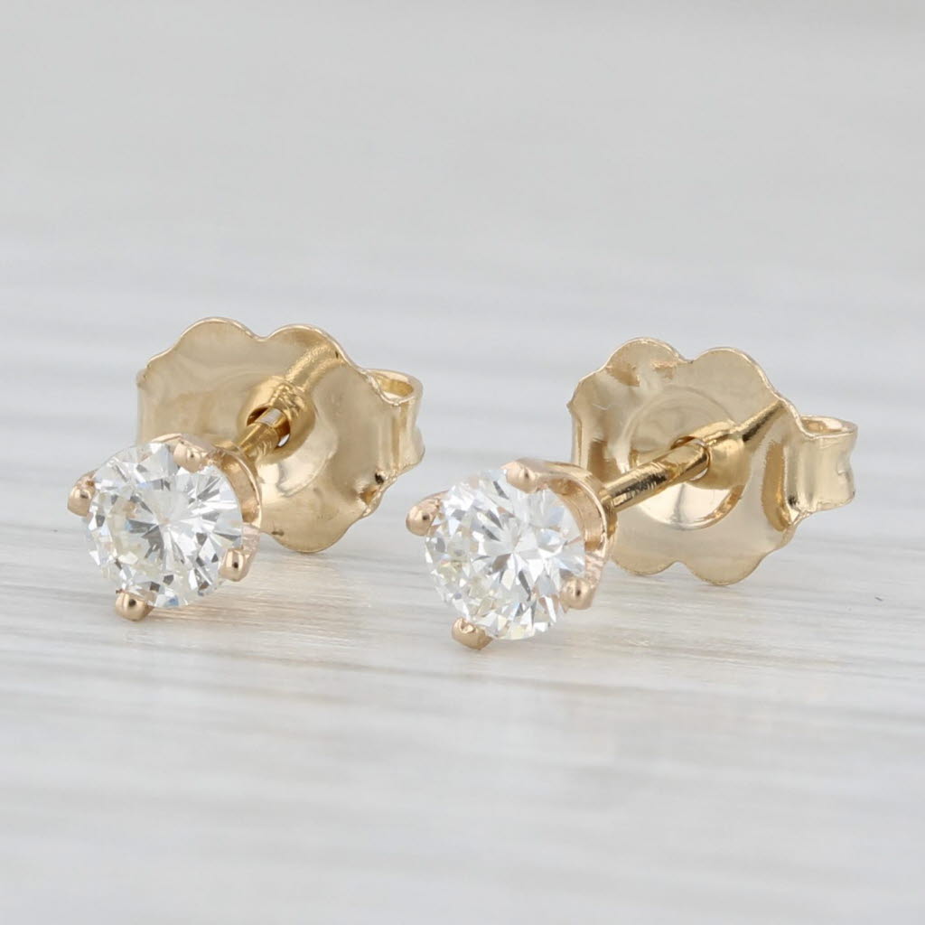 Light Gray 0.35ctw Diamond Stud Earrings 14k Yellow Gold Round Solitaire Studs
