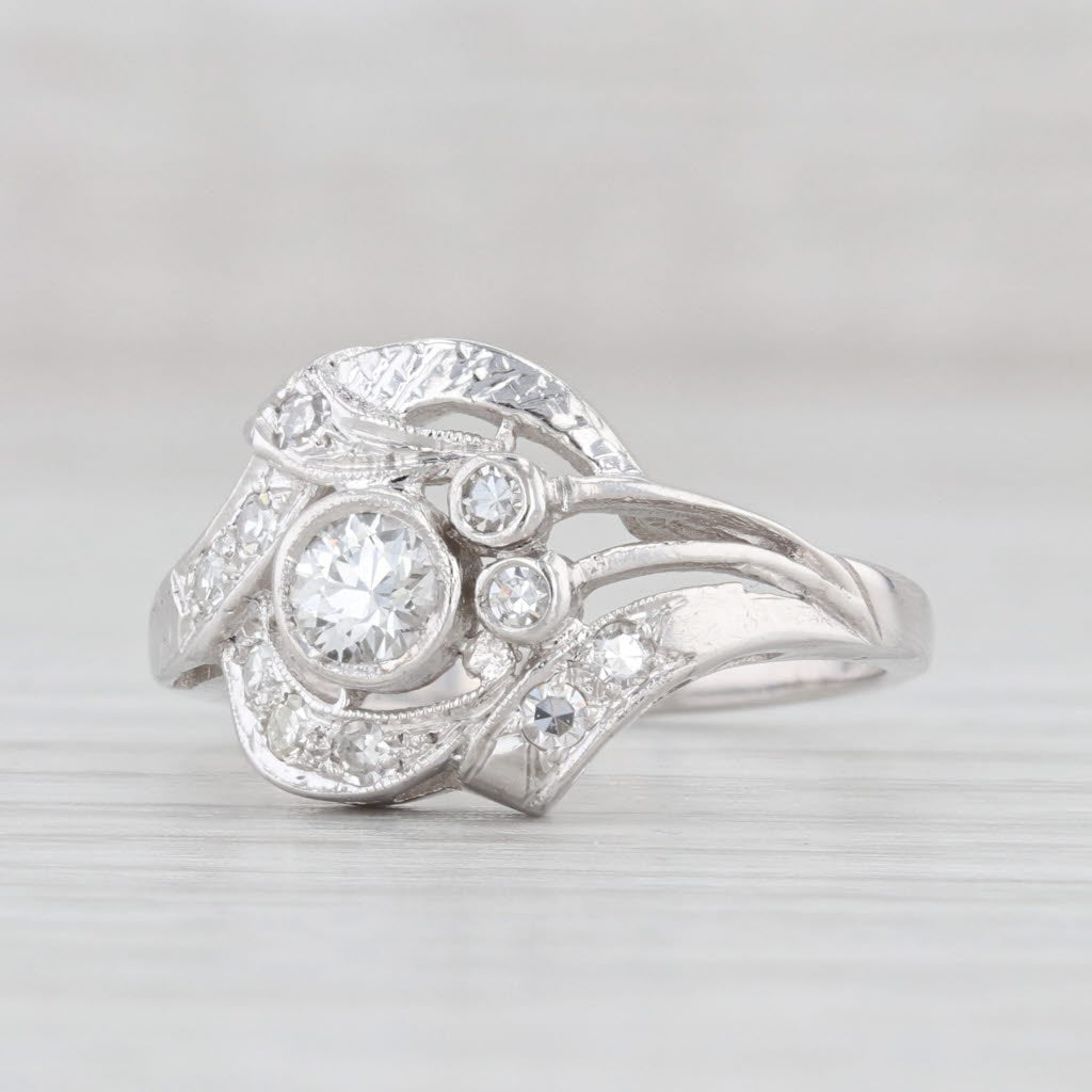 Light Gray Vintage 0.43ctw Diamond Ring White Gold Size 6.75