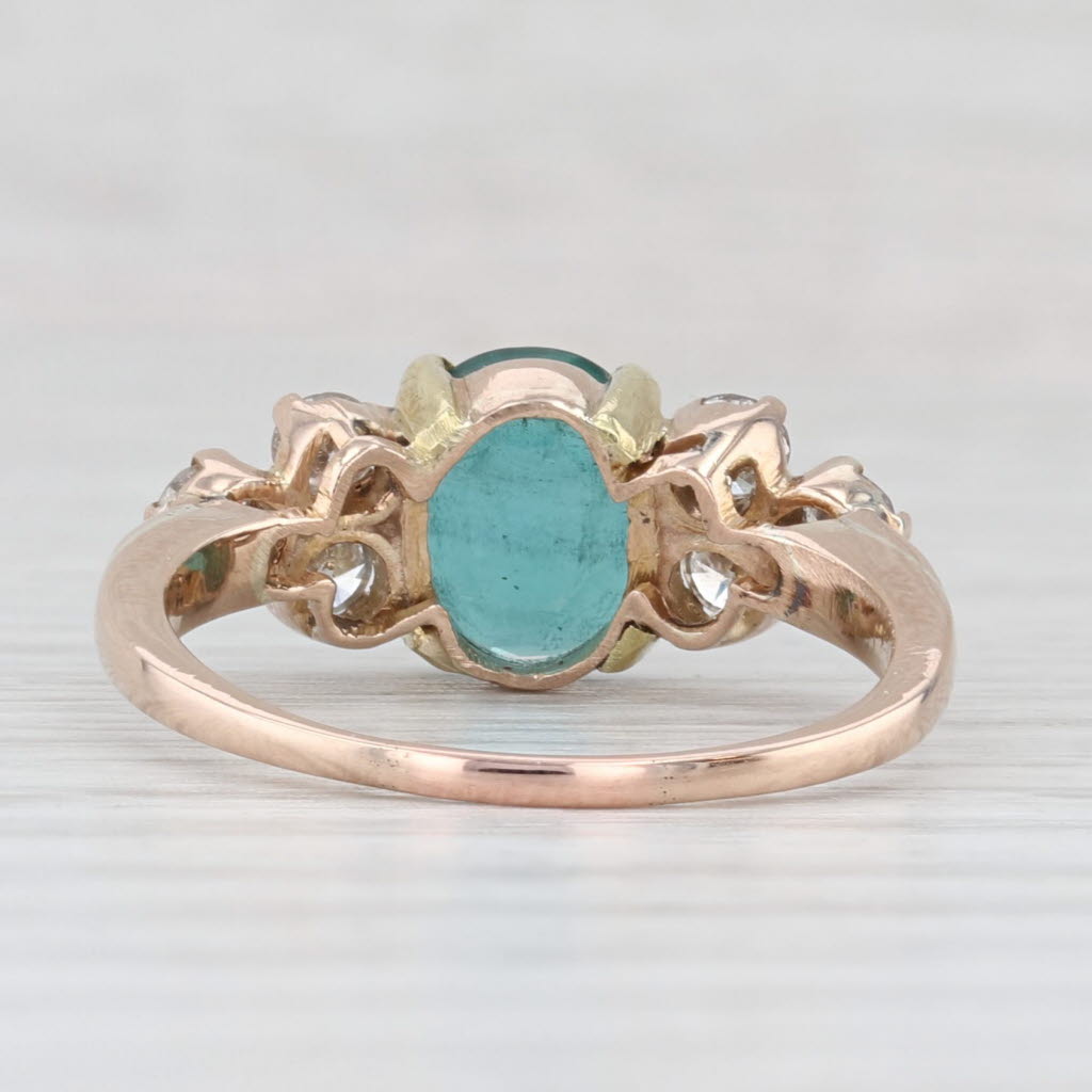 Light Gray Vintage 1.40ctw Oval Emerald Diamond Ring 14k Yellow Gold Size 8