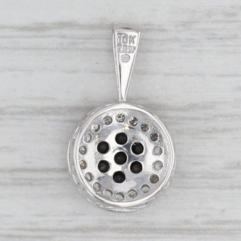 0.23ctw Black White Diamond Halo Pendant 10k White Gold Small Drop