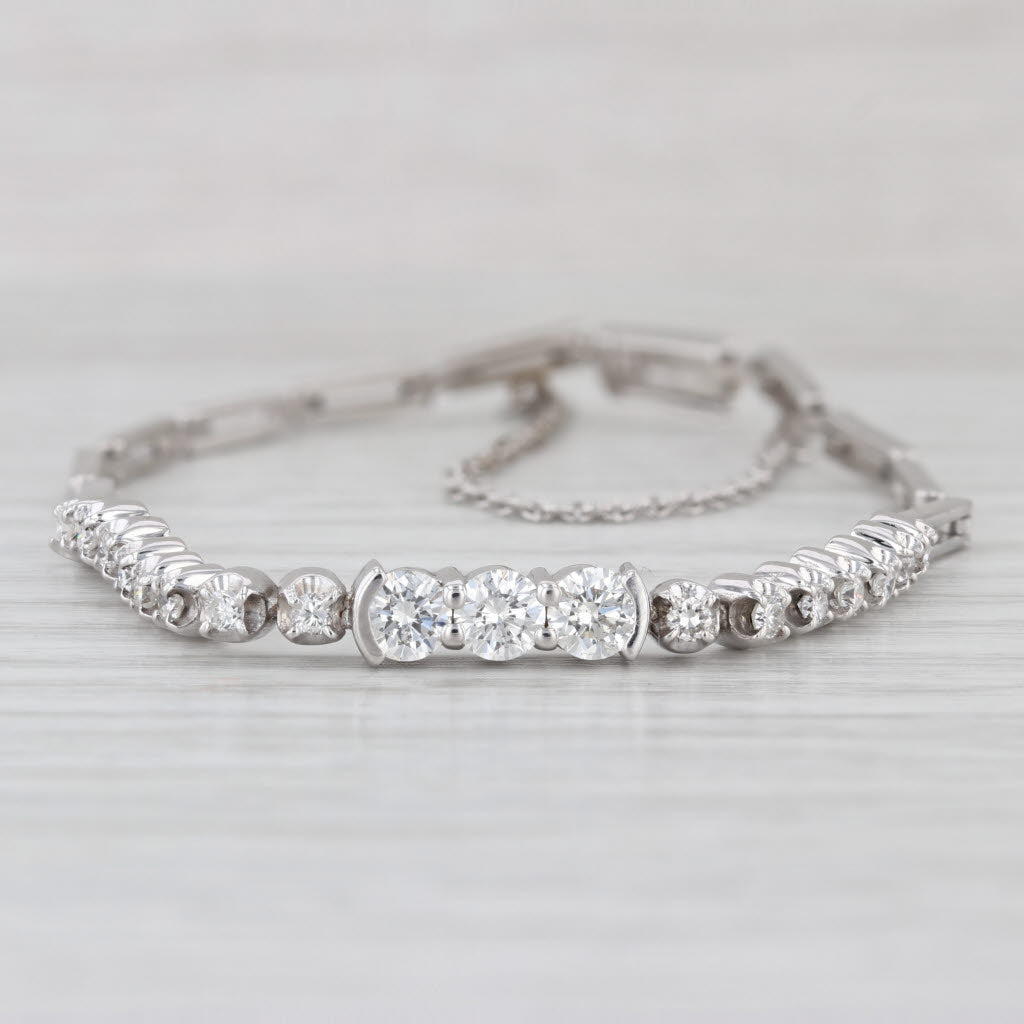 1.02ctw Diamond Tennis Bracelet 10k 14k White Gold Platinum 6.5"