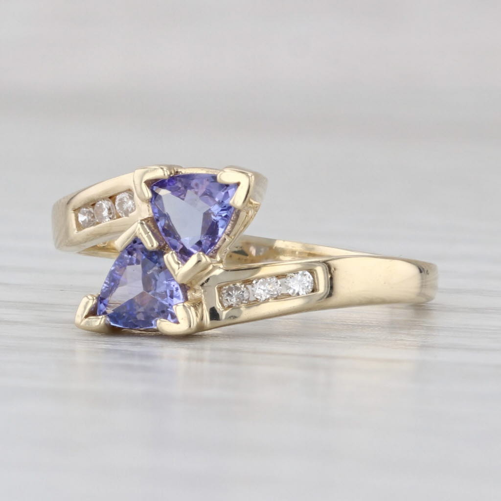 0.64ctw Tanzanite Diamond Bypass Ring 14k Yellow Gold Size 6.5