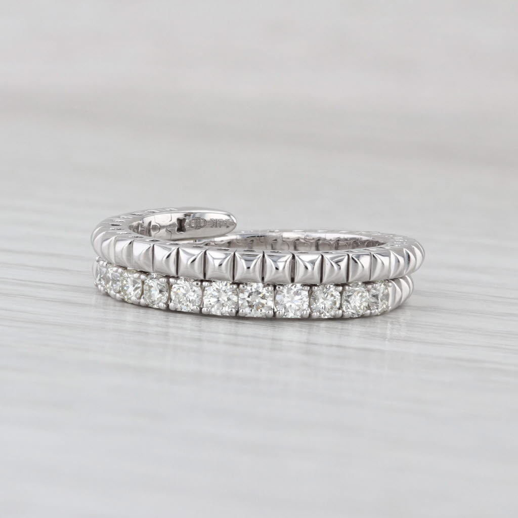 New 0.50ctw Diamond Bypass Wedding Band 14k White Gold Stackable Adjustable Ring