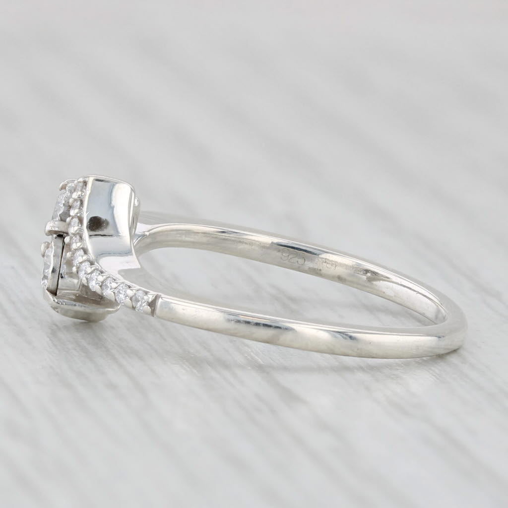 Light Gray 0.22ctw 2-Stone Bypass Diamond Ring Sterling Silver Size 6.75 Anniversary