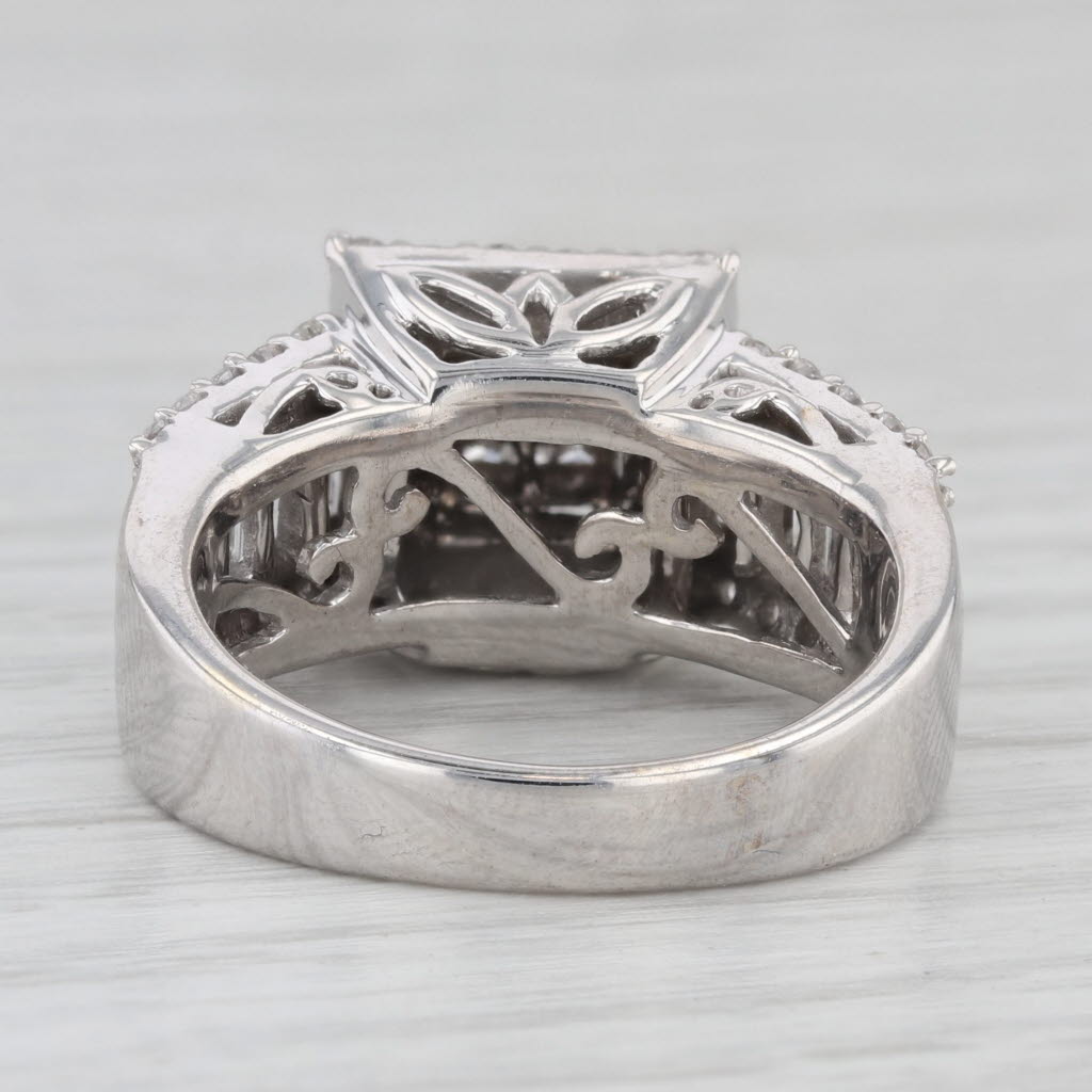 Light Gray 1.28ctw Princess Diamond Halo Engagement Ring 14k White Gold Size 7