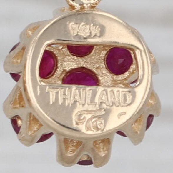 1ctw Ruby Flower Cluster Dangle Earrings 14k Yellow Gold Drops Hook Posts