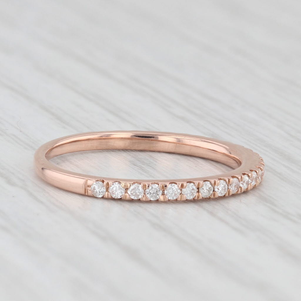 Light Gray 0.33ctw Diamond Wedding Band 14k Rose Gold Size 6.25 Stackable Anniversary