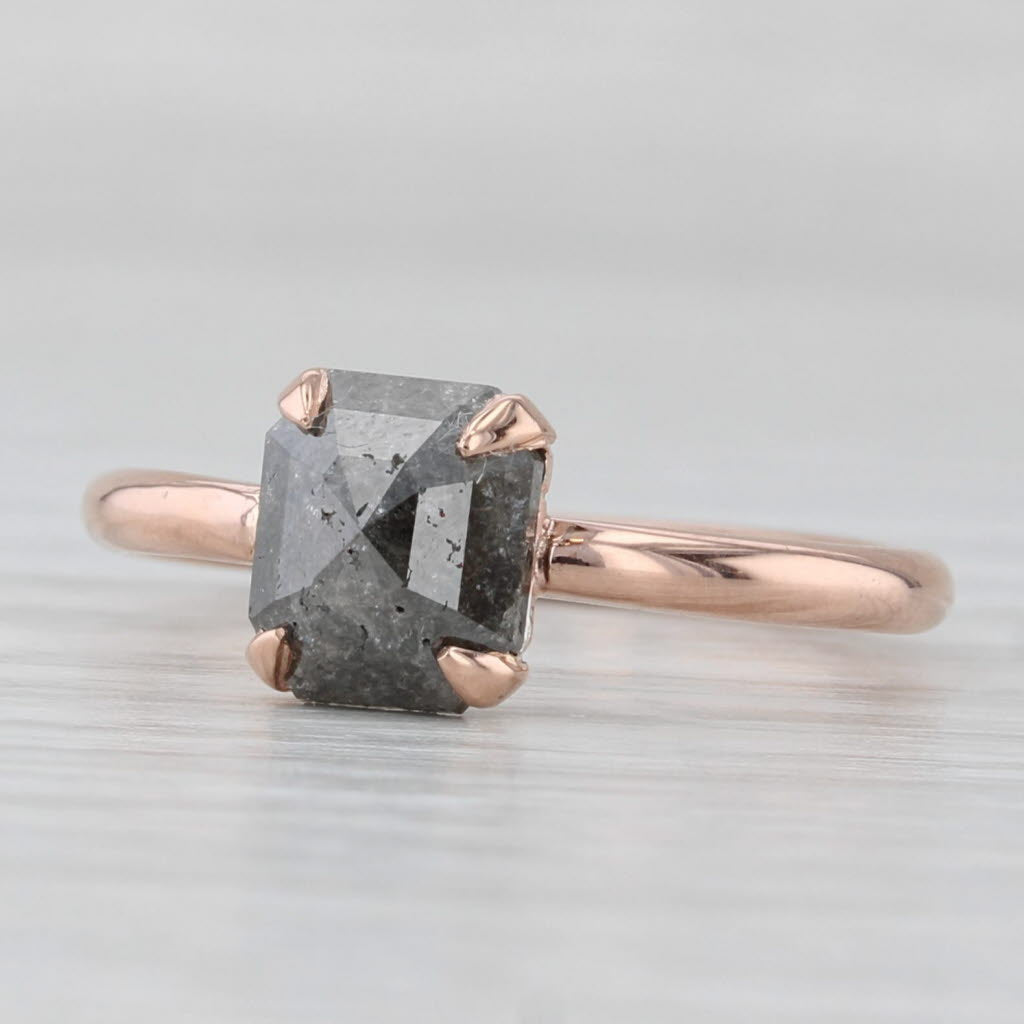 Light Gray New Custom 1.44ct Galaxy Diamond Solitaire Ring 14k Rose Gold Size 6 Octagon Cut