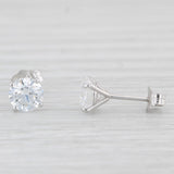 New 1.50ctw Lab Created Diamond Stud Earrings 14k White Gold Round Solitaires
