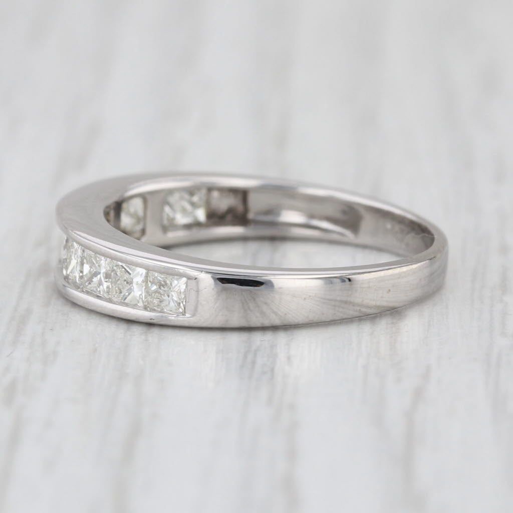 1ctw Princess Channel Set Wedding Band 14k White Gold Anniversary Ring Size 7.25