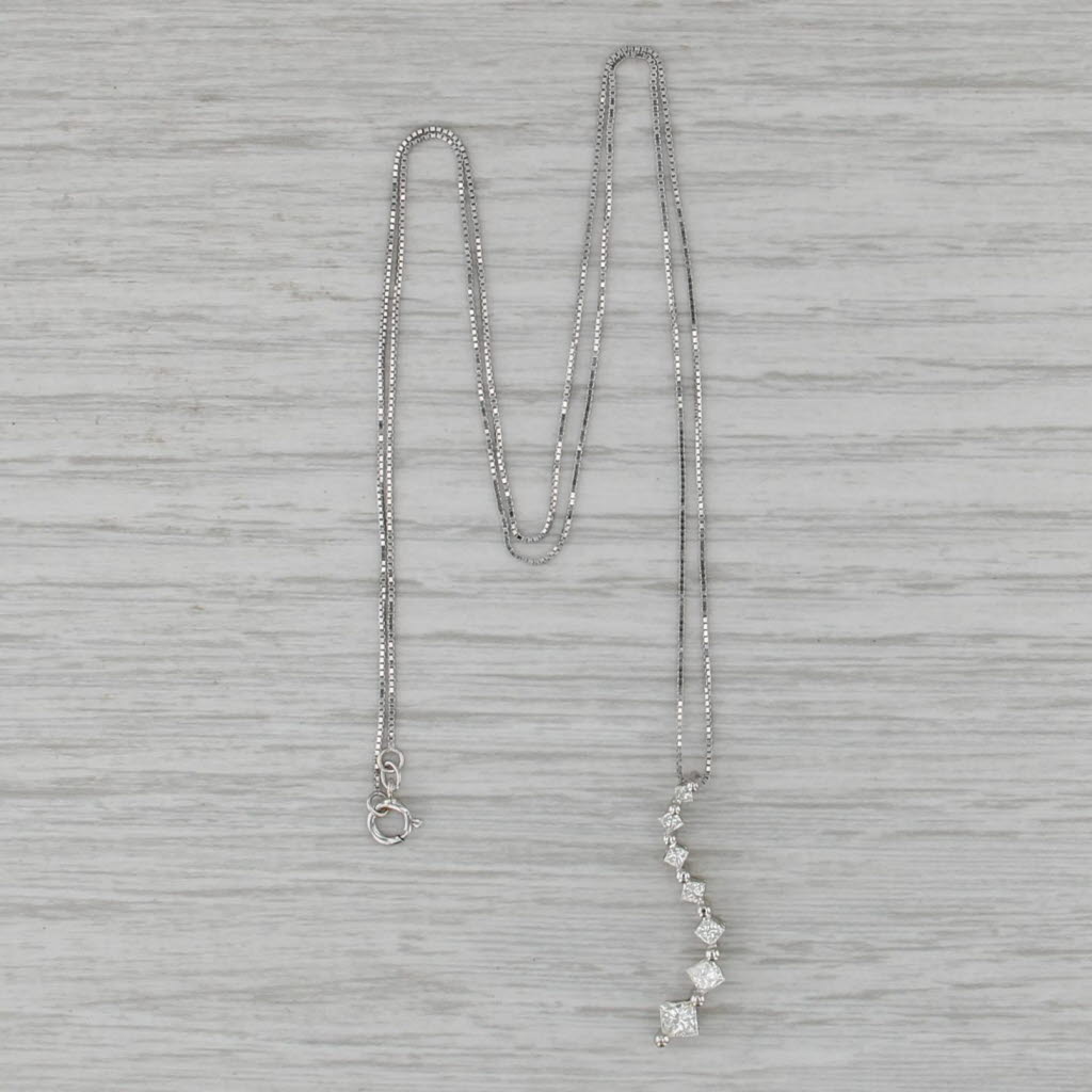 0.56ctw Diamond Journey Pendant Necklace 10k White Gold 18" Box Chain