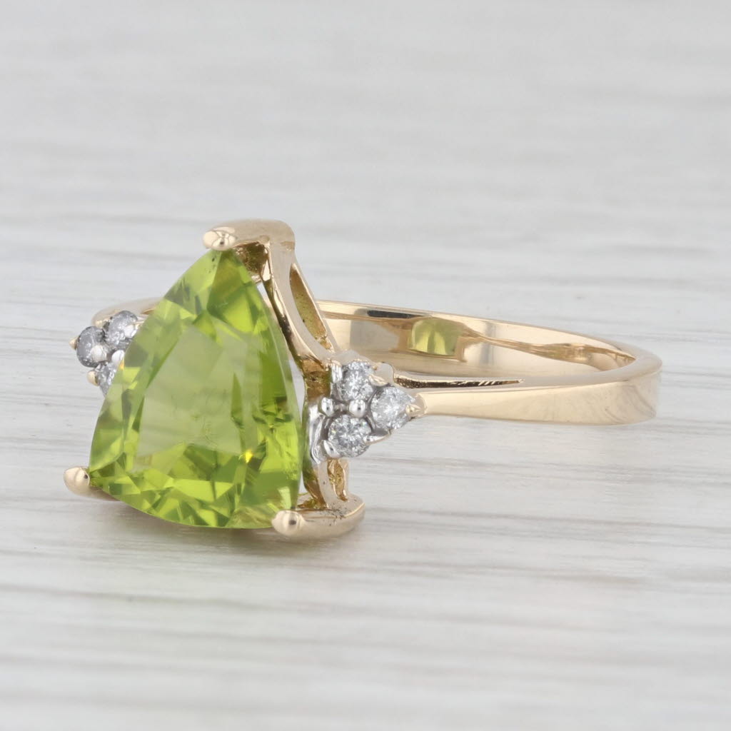 Light Gray 3.08ctw Peridot Diamond Ring 14k Yellow Gold Size 7.5